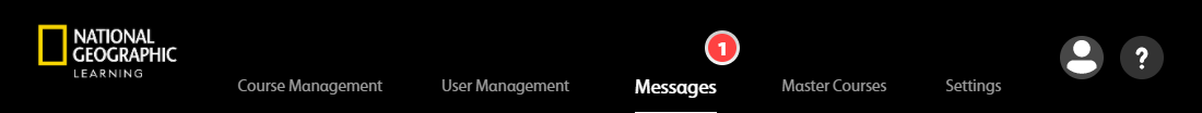 On the instructor dashboard, "Messages" has the label "1", meaning there is a new message.