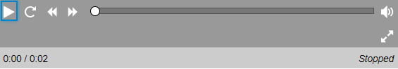 Audio player with buttons for play or pause, restart, rewind, and forward; a time line of the recording; a volume control; and a control to enter full screen. Press the Escape key to exit full screen.
