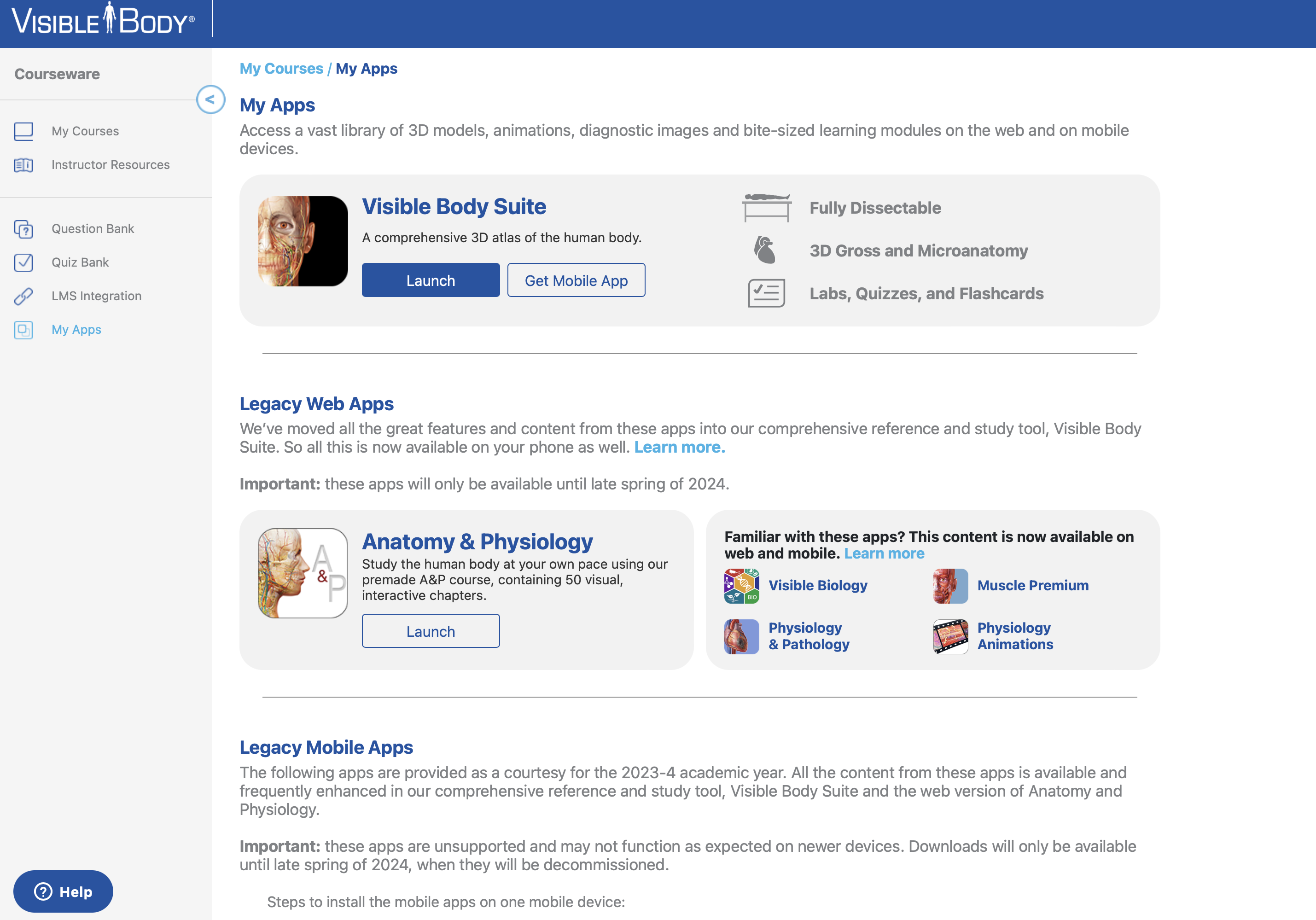 My Apps page with Get Mobile App button.