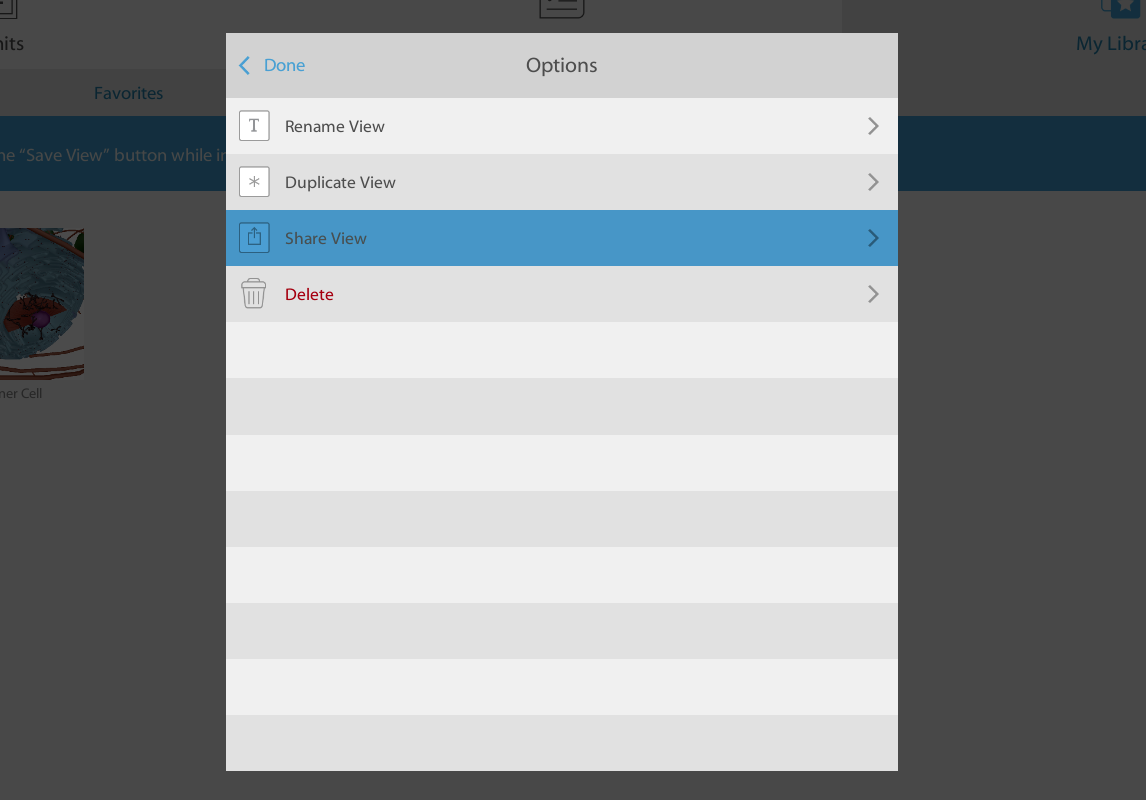 Share View menu