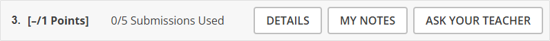 detail of question heading showing point and submission counts