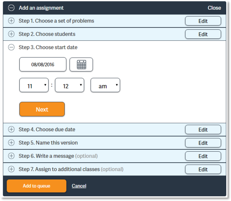 Select dates and times.