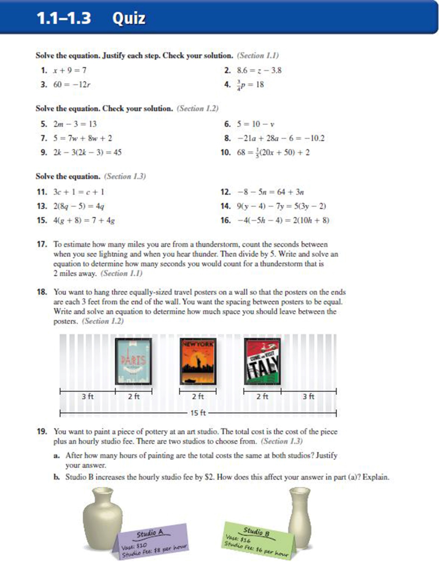 Big Ideas Math: The Mid-Chapter Quiz