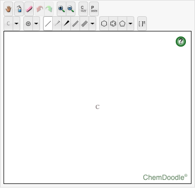 the ChemDoodle Sketcher tool displaying one carbon atom.