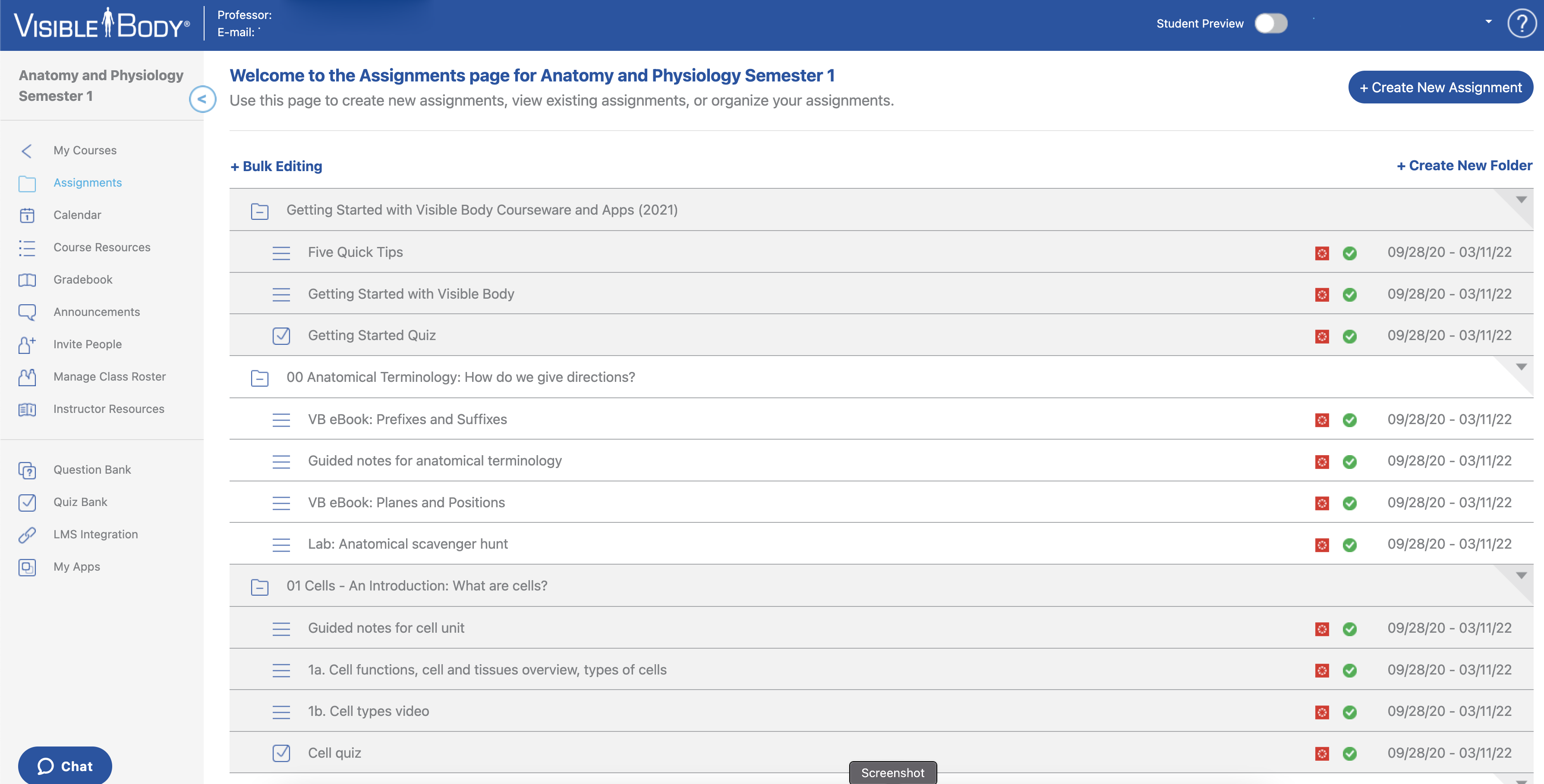 Bulk Editing assignments page