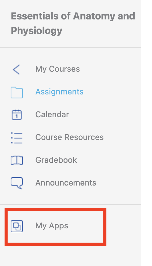 My Apps is at the bottom of the Visible Body sidebar menu.