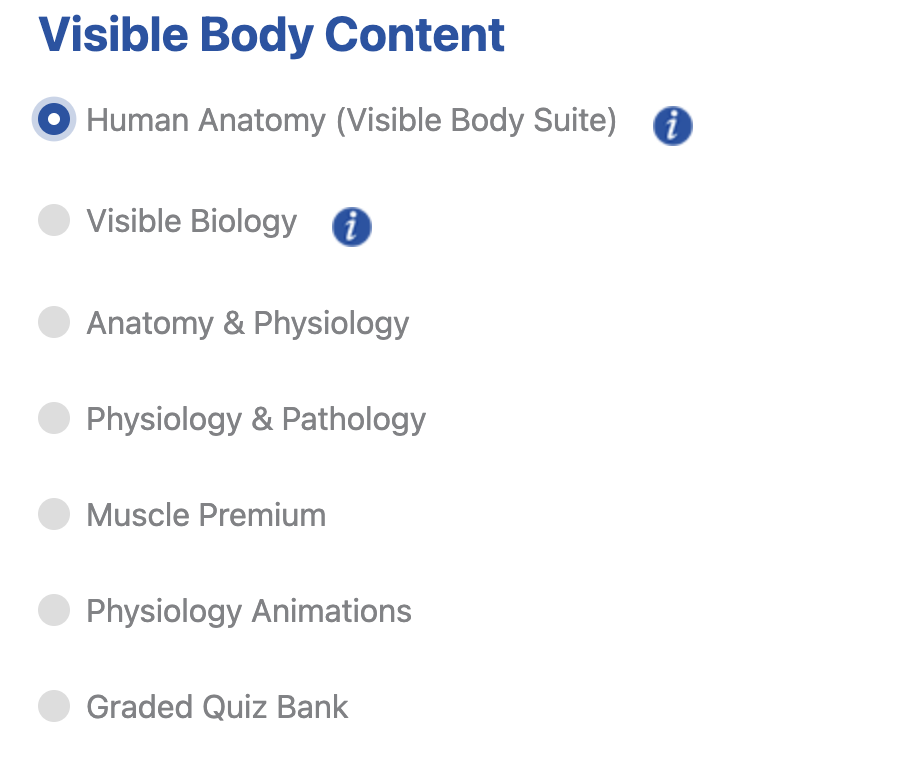 Visible Body content selector