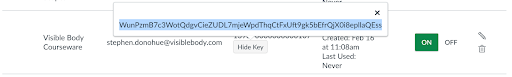 Developer Key is given in a pop-up