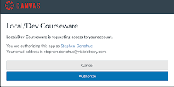 Local/Dev Courseware message with Authorize button
