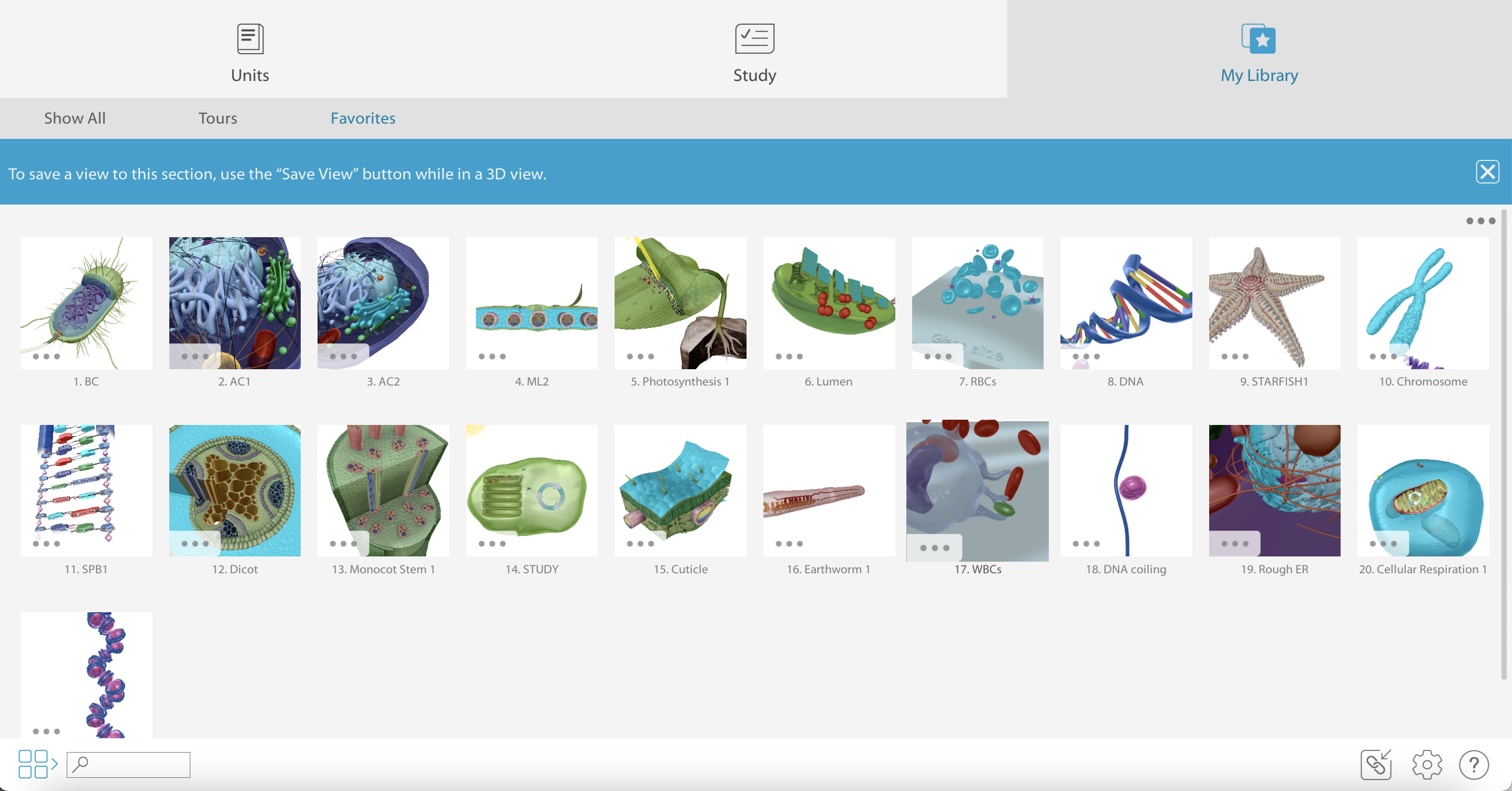 My Library section showing saved views.