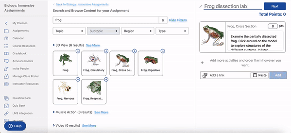 A user adds a video link to an assignment.