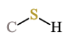 A sulfur atom connected to a carbon atom and a hydrogen atom by single bonds.